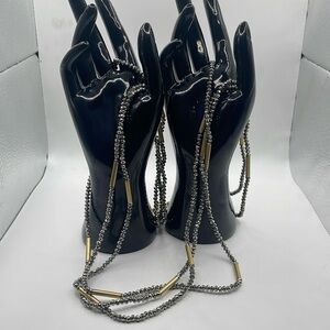 🧡3/$15 EUC LIA SOPHIA Glam  Silver and Gold Beaded Necklace